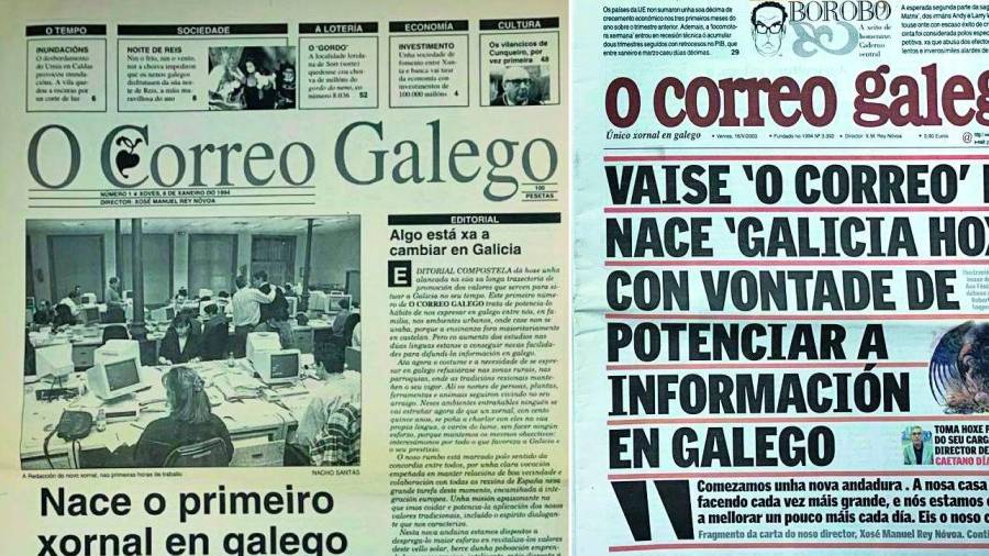 Composición da primeira e última portadas de O Correo Galego.