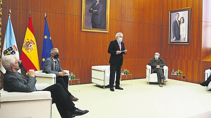 El presidente del Parlamento gallego durante su intervención en la presentación del libro dedicado a Celso Emilio