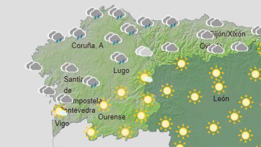 Temperaturas en descenso y lluvia en el norte de Galicia y Cantábrico