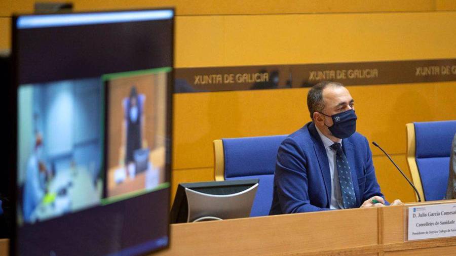 Na foto de arquivo, o conselleiro de Sanidade, Julio García Comesaña, durante unha rolda de prensa. XUNTA