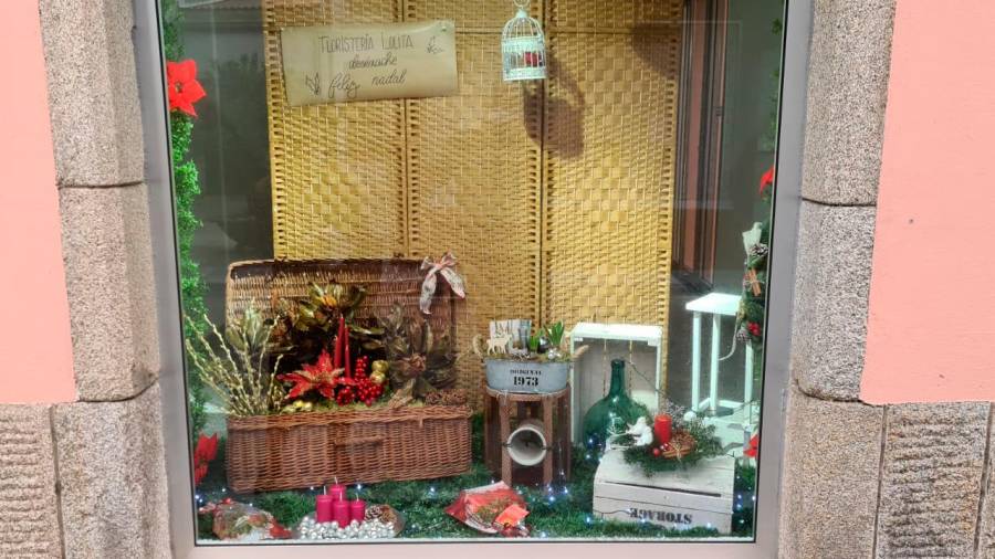 Escaparate de Floristería Lolita, vencedora do concurso de escaparates de Nadal. Foto: C. de Malpica.