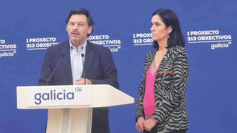 El secretario ejecutivo del PP en el exterior, Antonio Rodríguez Miranda, y la secretaria general del PPdeG, Paula Prado. Foto: E.P.