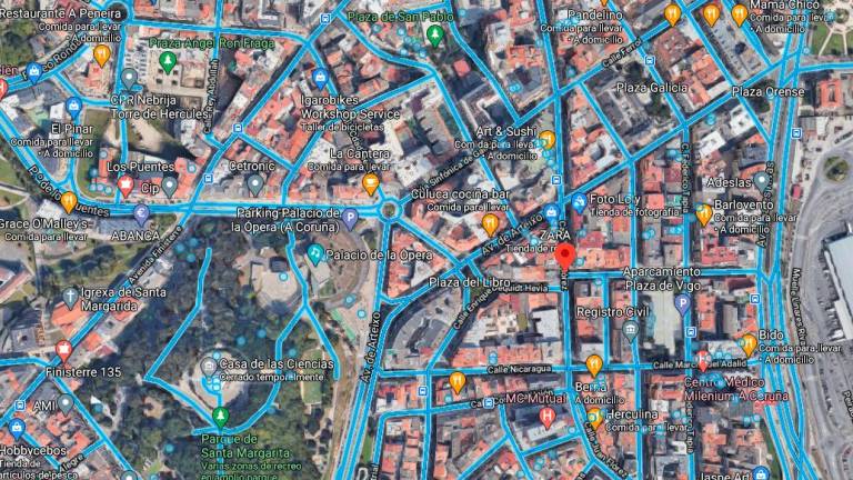 Captura de GoogleMaps, con una vista aérea del barrio coruñés de Juan Florez
