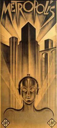 1927. El póster para el clásico de ciencia-ficción <i>Metropolis</i> fue diseñado por el artista alemán Heinz Schulz-Neudamm y se convirtió en unos de los carteles más famosos del cine. (Fuente, www.xerox.com)