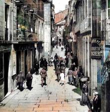 1925. La Rúa do Preguntoiro mantiene el mismo aspecto que antaño.