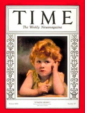 En su círculo más íntimo era conocida como Lilibet y en 1929 la revista <i>Time</i>, en su número 17,<i> </i>se hizo eco de ello. Más adelante, Isabel II, volvería a ser portada de esta revista en numerosas ocasiones. Imagen, content.time.com