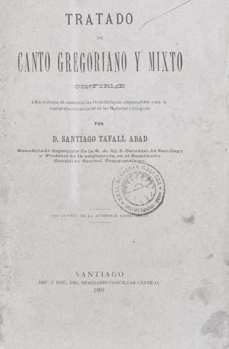 Portada del Método de Canto gregoriano. Tafall, 1891. Foto: ECG