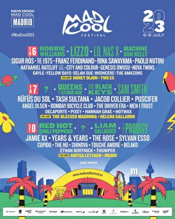 Imagen del cartel del festival de música Mad Cool 2023, a fecha 5 de diciembre de 2022