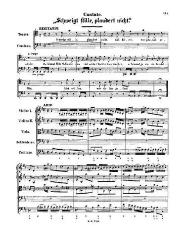 Partitura impresa de “Cantata del café” BWV 211. J. S. Bach