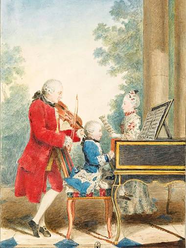 Leopold Mozart, con sus dos hijos. Obra de Louis Carrogis Carmontelle (1763). Foto: A. G.