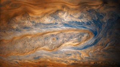Rojo y azul, los gases de Júpiter. (Fuente, Gerald Eichstädt y Seán Doran / NASA).