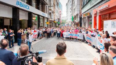 Concentracion de protesta na Coruña de veciños e veciñas de A Baña, Vimianzo e Zas. Foto: C. A Baña