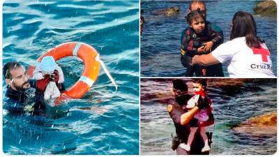Guardias civiles del #GEAS y la #ARS salvan la vida de decenas de menores que llegaban a Ceuta por mar junto a sus familias / Fotos: Guardia Civil