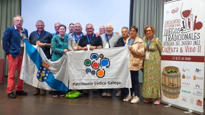 Delegación galega que participou no Congreso Internacional de Xogos e Deportes Tradicionais de Aranda de Douro. Foto: Melga