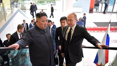 El presidente ruso, Vladímir Putin y el líder norcoreano, Kim Jong Un