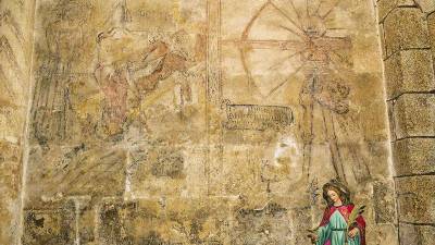 Pinturas murales de la iglesia de Moraime. Foto: Lista Verde