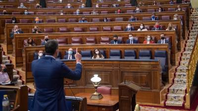 El presidente del Gobierno, Pedro Sánchez, interviene en una sesión de control al Gobierno, a 19 de mayo de 2021, en el Congreso de los Diputados, Madrid, (España). EUROPA PRESS/A.Ortega. 19/05/2021