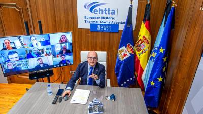 Manuel Baltar, en la reunión telemática de la EHTTA. Foto: D.O.