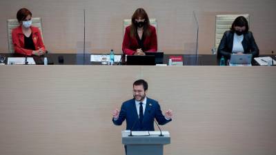 Pere Aragonés, interviene en la segunda sesión del debate de investidura a la presidencia de la Generalitat de Catalunya. Foto: David Zorrakino