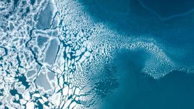 Formación de hielo. Fotografía galardonada con el tercer premio en la categoría de Naturaleza. (Fuente Dronestagram y National Geographic).