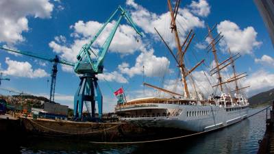 barcos. Presentación del ‘Sea Cloud Spirit’, el segundo mayor buque de pasajeros de vela del mundo que ha sido fabricado en el astillero Metal Ships de Vigo. Foto: Salvador Sas