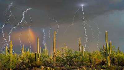 Tormenta eléctrica en el desierto de California. Autor, Jack Dykinga. (Fuente, www.nationalgeographic.com)