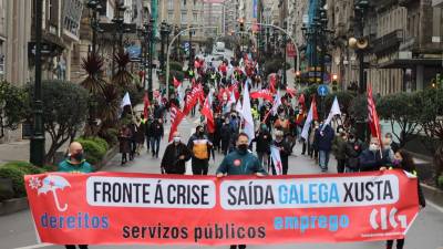 Manifestación da CIG en Vigo para demandar unha saída xusta á crise da COVID. FOTO: CIG/EUROPA PRESS