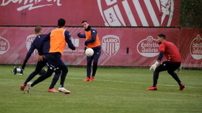 Manu Barreiro, en un entrenamiento con el Lugo. Foto: CD Lugo