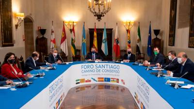 Reunión de los presidentes autonómicos en la ‘Cumbre de Santiago de Compostela´, en el Hostal dos Reis Católicos de Santiago. 23/11/2021