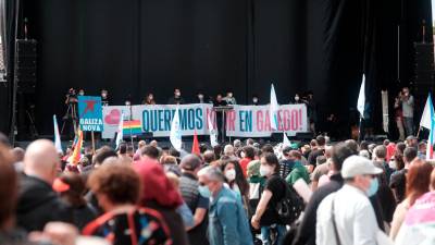 Concentración na Praza del Obradoiro con motivo da conmemoración das Letras Galegas e en defensa da lingua / César Arxina / Europa Press 17/05/2021