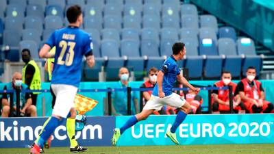 Matteo Pessina celebrando el gol de la victoria de Italia frente a Gales. Foto: Marco Iacobucci