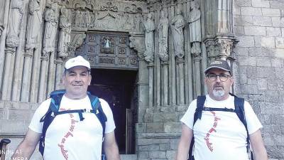 Manolo y Carlos ante la Catedral de Tui