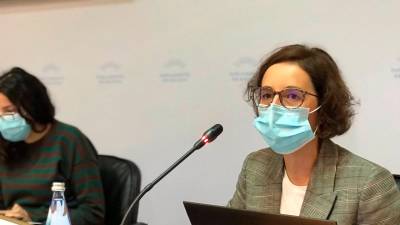 La presidenta de EAPN Galicia - Rede Galega contra a Pobreza, Eloína Injerto, durante la comisión de reactivación del Parlamento de Galicia. - EUROPA PRESS