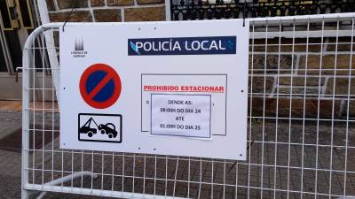 aviso en la rúa do Pino, en la Almáciga. Foto: ECG