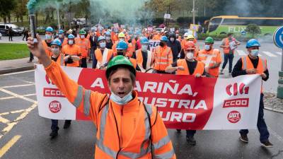 Protesta de los trabajadores de Vestas. Foto: Gallego