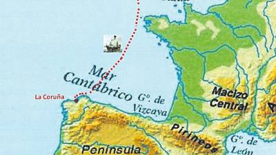 Itinerario seguido por la peregrina inglesa Margery Kempe, que viajó sola hasta Santiago desde el Reino Unido