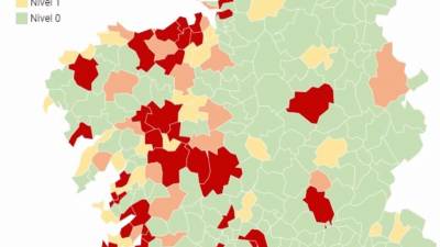 Incidencia del coronavirus a 7 días por municipios gallegos, actualizado a 30 de octubre de 2020. CONSELLERÍA DE SANIDADE