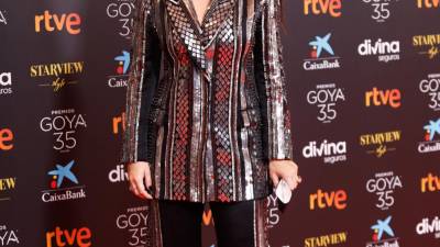 La cantante Vanesa Martín, posa en la alfombra roja en la 35 edición de los Premios Goya en el Teatro del Soho CaixaBank de Málaga a 6 de marzo del 2021. Álex Zea / Europa Press
