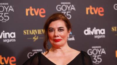 La actriz Chus Gutierrez, posa en la alfombra roja en la 35 edición de los Premios Goya en el Teatro del Soho CaixaBank de Málaga a 6 de marzo del 2021. Álex Zea / Europa Press