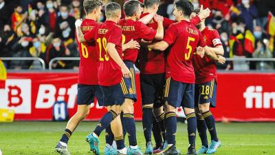 Jugadores de la selección española celebrando un gol. Foto: EP