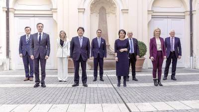 Foto de familia de los participantes en la reunión de los ministros de Exteriores del G7. Foto: E.P.