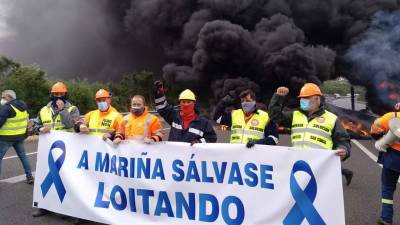 Protesta secundada este viernes por los trabajadores de Alcoa. CIG