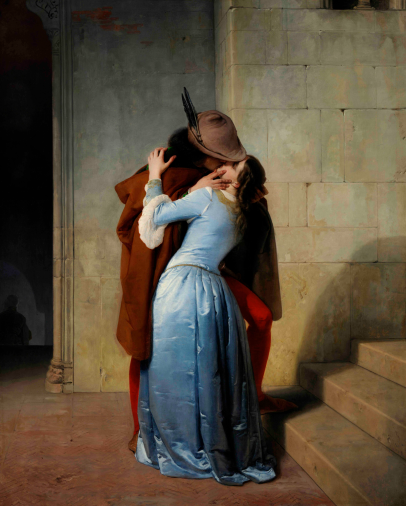 ‘El beso’ del artista veneciano Francesco Hayez y conservado en la Pinacoteca de Brera en Milán, es una de las obras más relevantes del XIX.