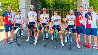 CUENTA ATRÁS La selección española de ciclismo entrenándose en Tokio. Foto: RFEC