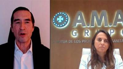 El doctor Mario Alonso Puig y Raquel Murillo, en el seminario web organizado por AMA