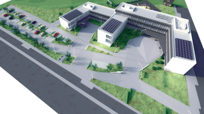 Maqueta del futuro Centro de Salud Integral de Lalín, que estará operativo a finales del próximo año 2022. Foto: X. G.