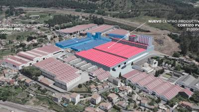 Fotomontaje con la ampliación de la fábrica de perfiles de PVC del grupo Cortizo en el polígono padronés de Picusa. Foto: Cortizo