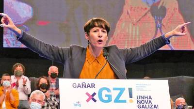 A portavoz nacional do BNG, Ana Pontón, na súa terceira reválida este domingo no Coliseo de A Coruña. Foto: Gallego