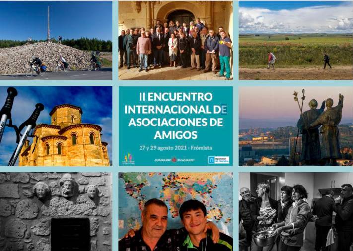 Cartel del II Encuentro Internacional de Asociaciones del Camino, que se celebra en la localidad palentina de Frómista