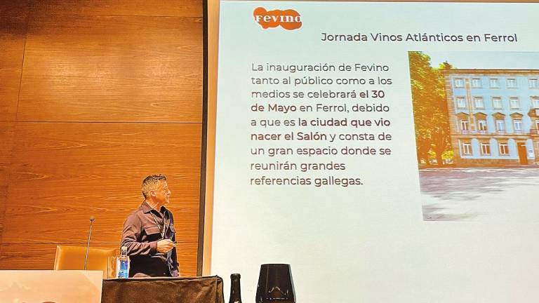 Yáñez, director de Fevino, durante la presentación en Ferrol.